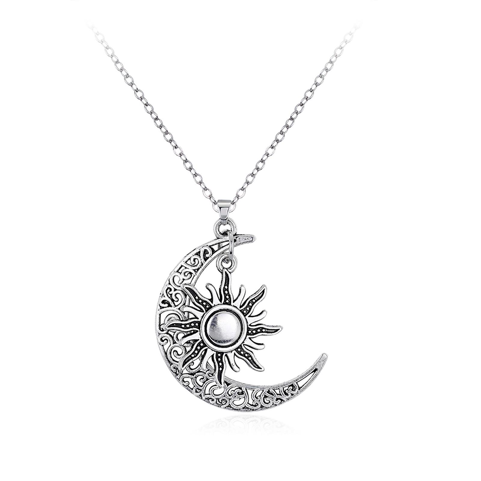 New European And American Fashion Star And Moon Pendant Necklace