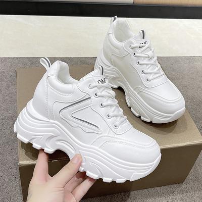 Women's Sneakers Fashion Womens Casual Shoes Versatile Platform Shoes Solid Outdoor Sneakers Shoes Lace-up Zapatillas De Deporte