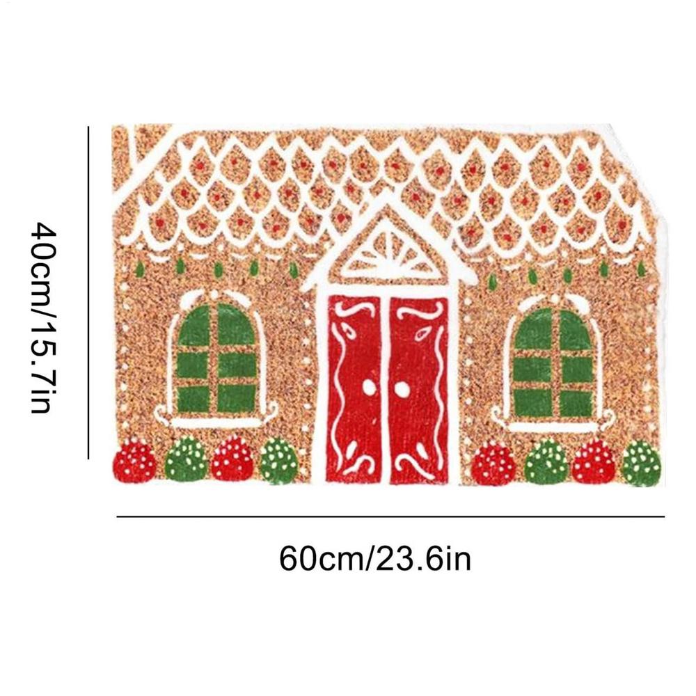 Christmas Entry Rug Non Slip Floor Doormat Gingerbread House Door Mat for Shower Floor Living Room Kitchen Porch Indoor Bathroom