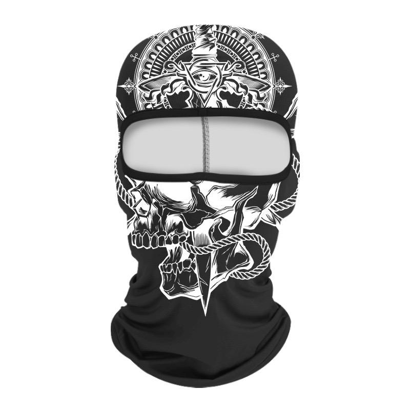 Skull Print Balaclava Face Mask, Ice Silk Cooling Breathable Sun Protection Full Face Cover for Cycling Running Hiking Outdoor Sports