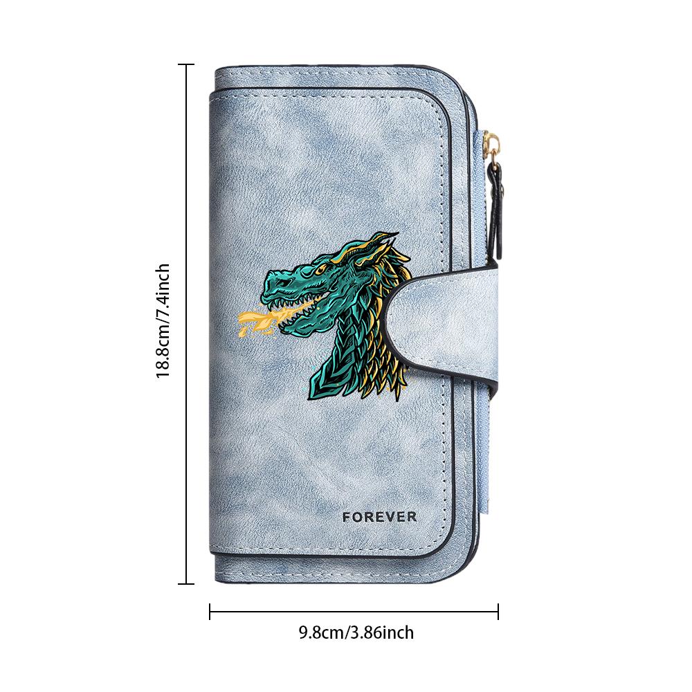 Stylish Dragon Pattern Long Wallet Multi Card Slot Daily Portable Purse