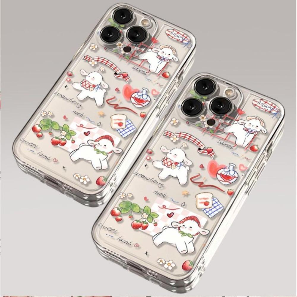 Cute Lamb Pattern Phone Case for IPhone 13 12 15 11 16 14 Pro Max IPhone 15 16 14 Plus Fashionable Transparent Protective Case