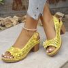 Large Size Floral High-heeled Sandals for Women Fashionable and Casual Buckle with Solid Color Roman Sandals