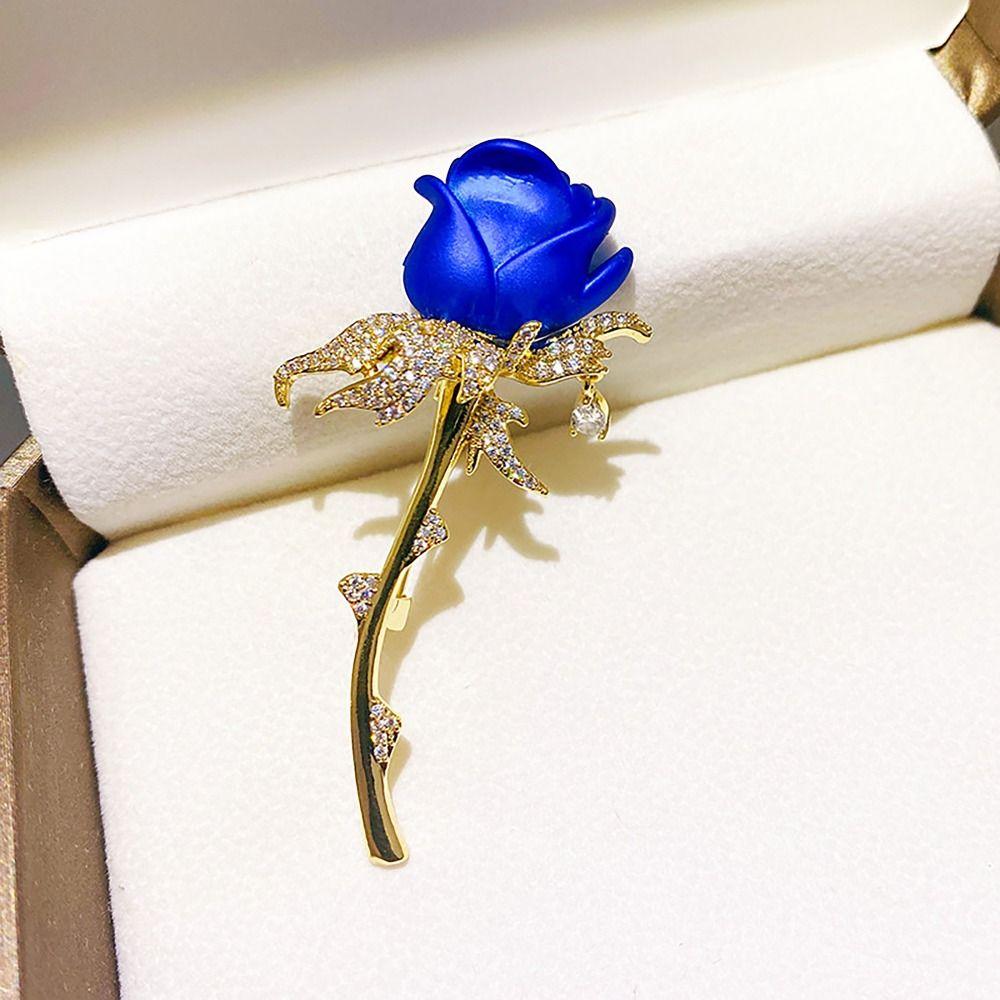 Jewelry Accessories Breast Pin Rhinestone Blouse Brooch Pin Tulip Rose Brooch Valentines Gift