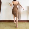 2026 European and American summer new personalized fashion solid color slim-fitting micro-transparent gauze elegant temperament dress women