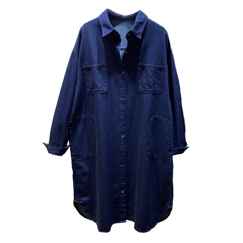 2025 Women's Loose Fit Long-Sleeved Polo Collar Shirt - Early Autumn Commuter Style with High Manganese Wash