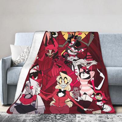 Cartoon Hazbins Hotels Blanket Velvet Print   Multifunction Lightweight Thin Throw Blanket for Sofa Car Bedspread