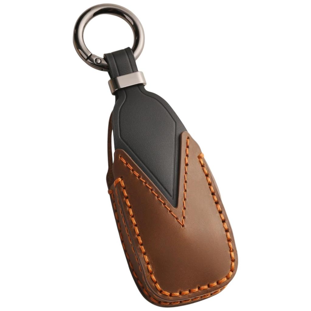 Smasol Genuine Leather Key Cover Case for Mercedes-Benz A-Class, B-Class, C-Class, E-Class, GL-Class, GLB, GLC, and GLE (Genuine Leather/Type-E Brown)