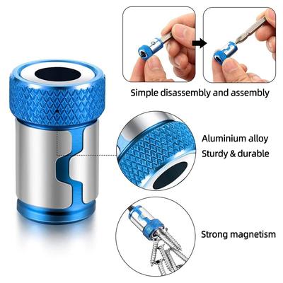 Magnetic Bit Holder Magnetic Ring Strong Magnetizer Demagnetizer 6.35mm Phillips Cross Head Screwdriver Bit Holder Hand Tools