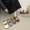 Fleece Flat-soled Fluffy Shoes for Women To Wear Outside 2025 Autumn and Winter New Korean Version of Gentle Fairy Wind Word Mary Jane Cotton Shoes