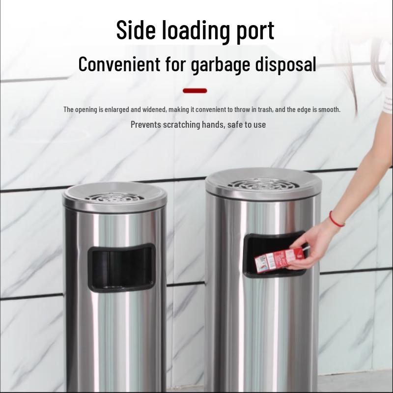 Stainless Steel Commercial Lobby Ashtray Trash Bin