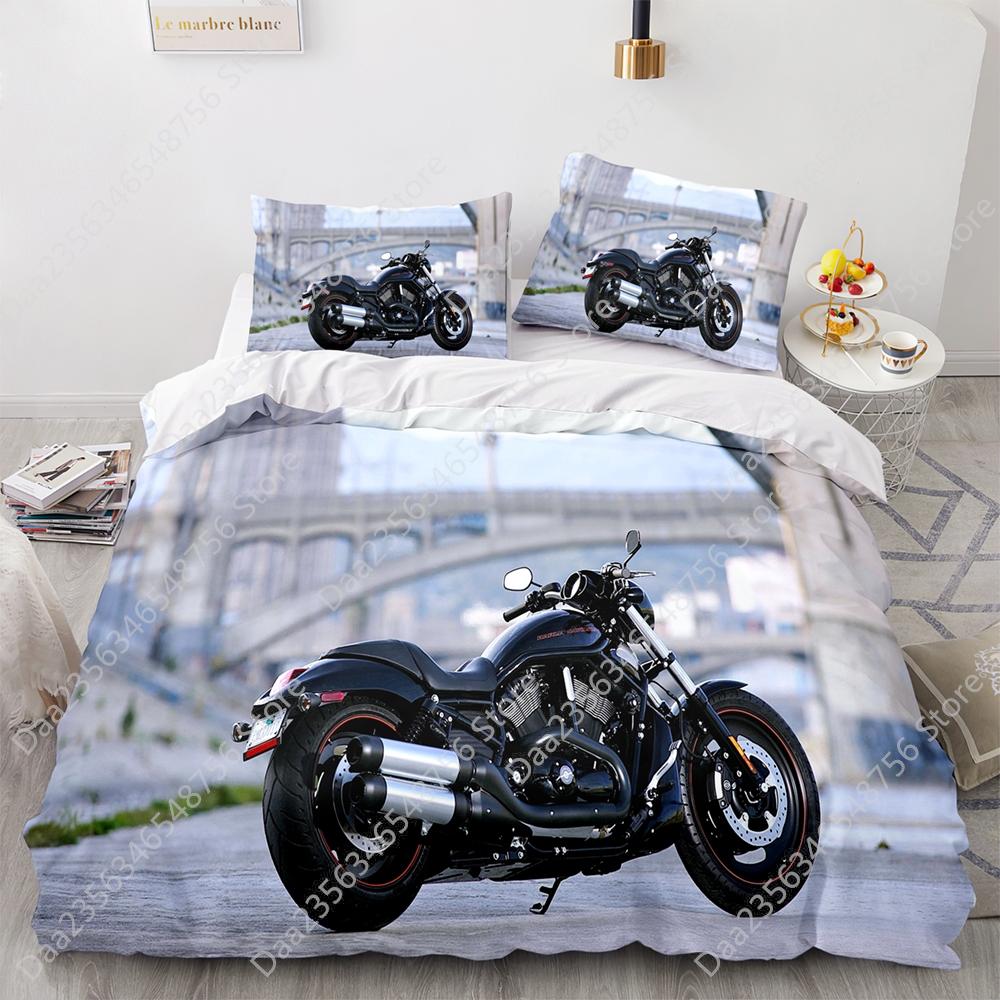 Comforter New Motorcycle Bedding Set Single Twin Full Queen King Size Motorcycle Bed Set Aldult Kid Bedroom Duvet Sets 3D Anime 038