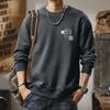 Cotton Sweatshirt Men's Autumn Winter Trendy Round Neck Trendy Brand Printed Long-sleeved Loose Bottoming Casual Tops Versatile