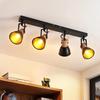 Spot Plafond NETTLIFE Spot 4 Lumières Style Vintage Finition Bois
