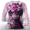 Funny Animal Tiger Pattern 3D Print Men's Long Sleeve T Shirt Hip Hop Trend Harajuku Streetwear Casual O-neck Top Autumn Fashion Loose Pullover