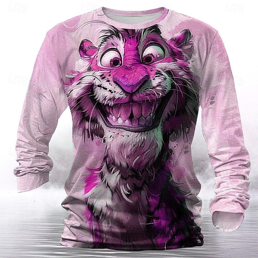 Funny Animal Tiger Pattern 3D Print Men's Long Sleeve T Shirt Hip Hop Trend Harajuku Streetwear Casual O-neck Top Autumn Fashion Loose Pullover