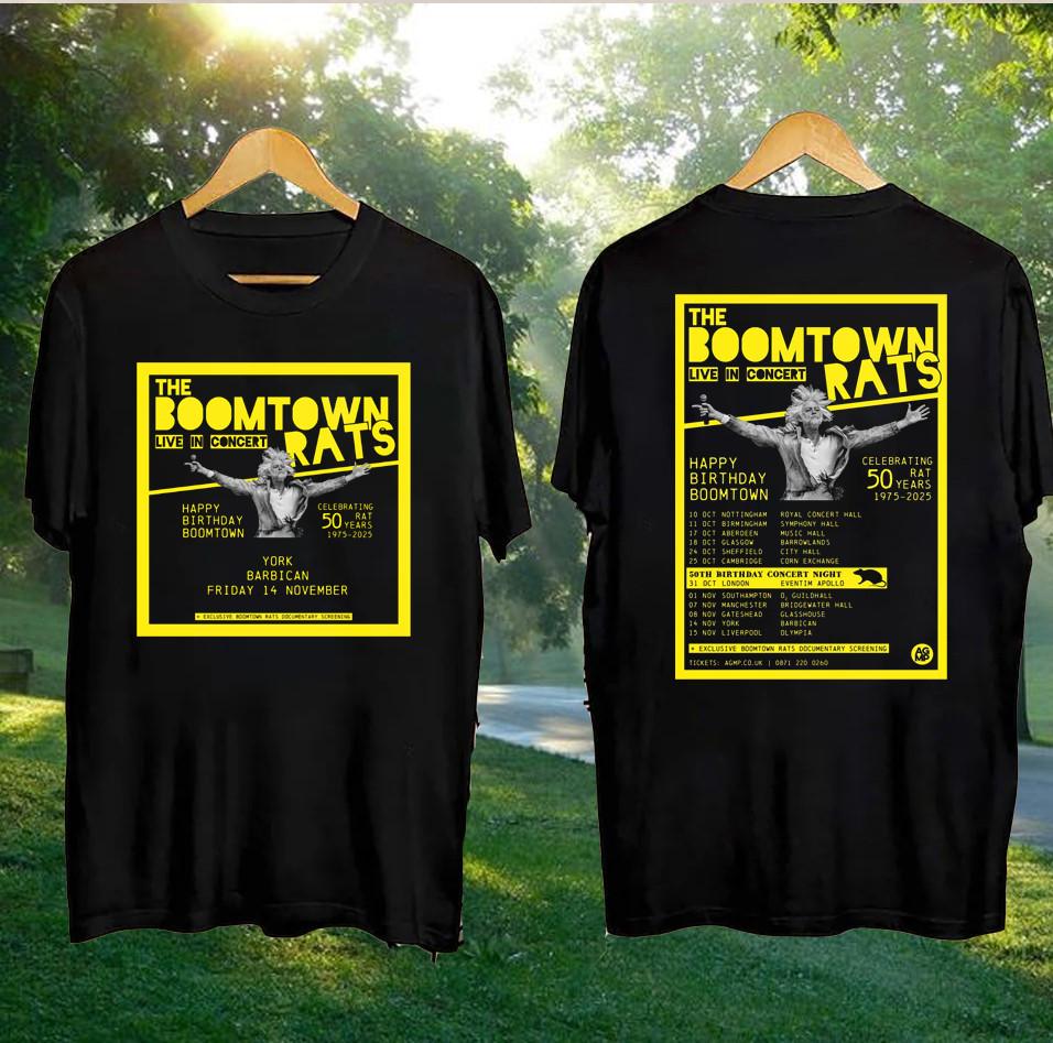 2 Sides The Boomtown Rats 50th anniversary 19752025 Black S5XL Shirt HRN613 Unisex T-Shirt M