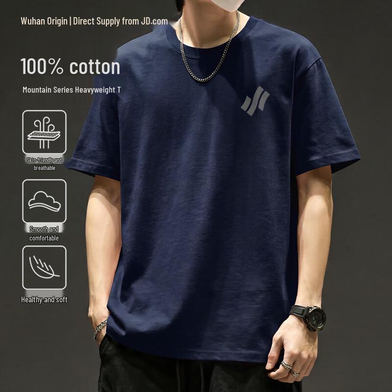 Men s 220g Heavy Cotton Loose Fit T-Shirt XL темно-синий