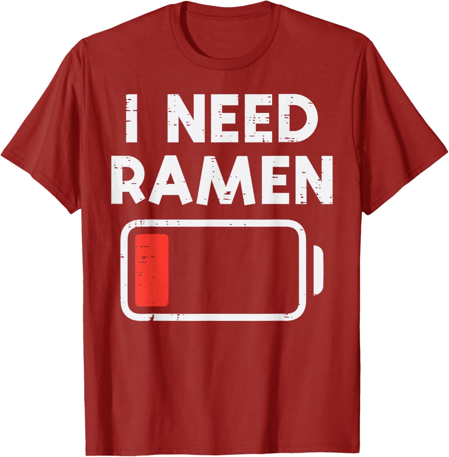 I Need Ramen Low Battery Graphic Tee Funny Food Lover Casual Short Sleeve TShirt S