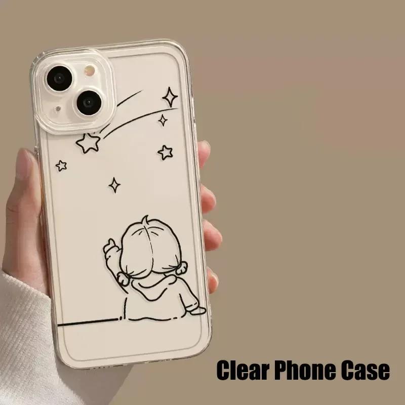 

Yung Lady Boy Couple Paired Phone Case for iPhone 16 15 13 12 14 11 Pro Max 13Mini XR 8 Plus SE Lovers Silicon Soft Cover Coques iPhone 7 8 or SE