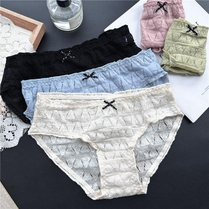 Ladies Spring and Summer Lovely Cotton Ice Screen Lace Panties