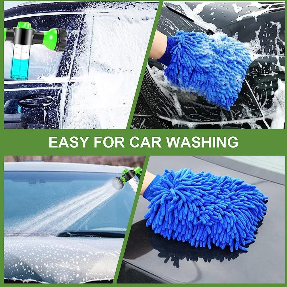 Pressure Water Gun Hose Nozzle 8 In 1 Adjustable Jet Sprayer with Soap Foam Dispenser for Garden Fertilizer Car Pet Washing Tool