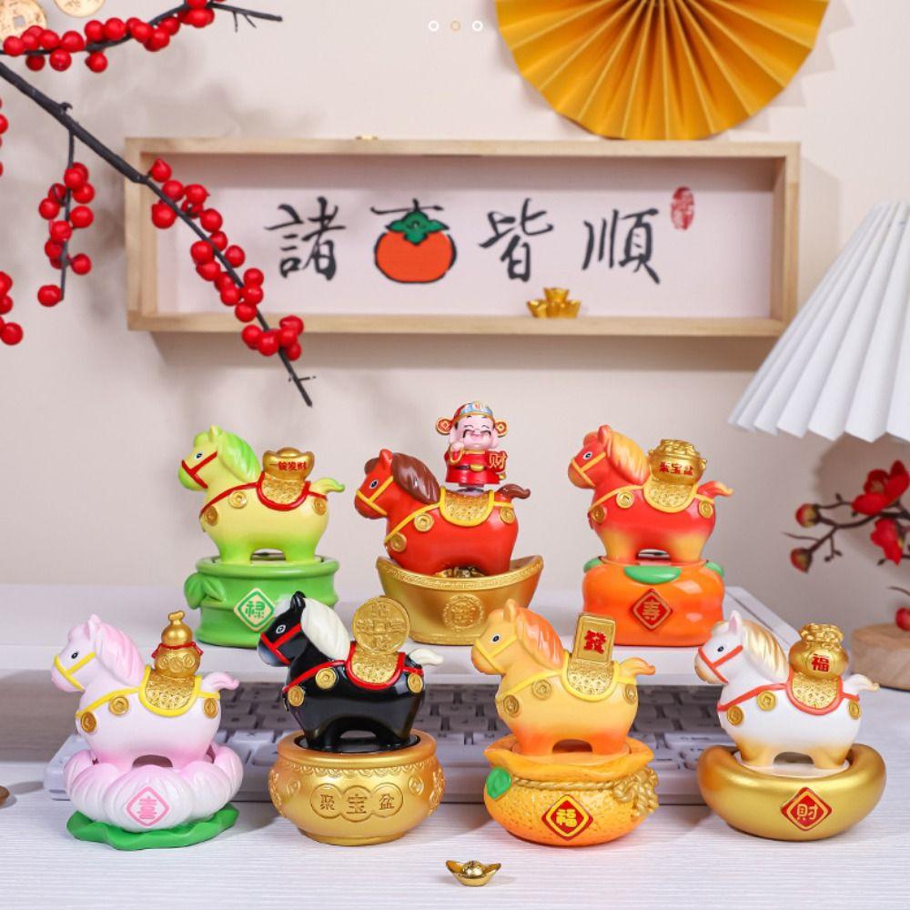 Random 1PC Cute Pony Ornament Kawaii Zodiac Horse Figurines Horse Mascot  Desktop Ornament