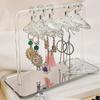 1 Set Acrylic Earring Holder with Mini Hangers Colorful Coat Hanger Shape Earring Display Stand with Mirrored Base