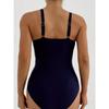 New Women's Fashion One-Piece Swimsuit with Solid Color Tummy Control and Adjustable Shoulder Straps