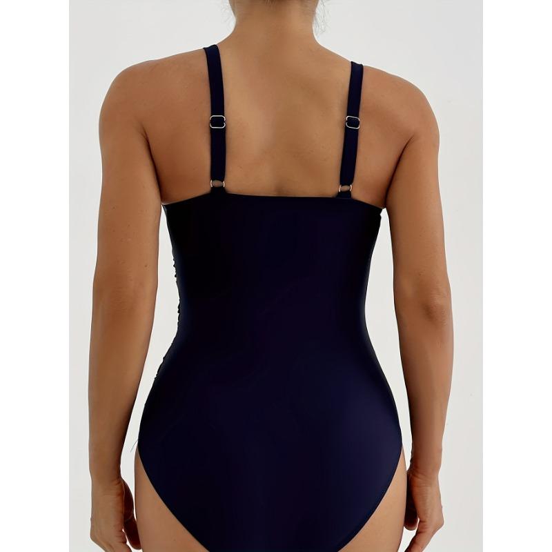 Nouveau Maillot de Bain Une Pièce Mode Femme avec Couleur Unie Contrôle du Ventre et Bretelles Réglables