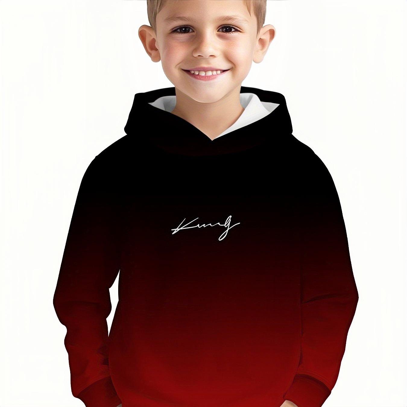 

Худи с 3D цифровой печатью, с градиентным узором подписи, модная и трендовая повседневная детская одежда, подходит для мальчиков для выхода на улицу 13-14Y