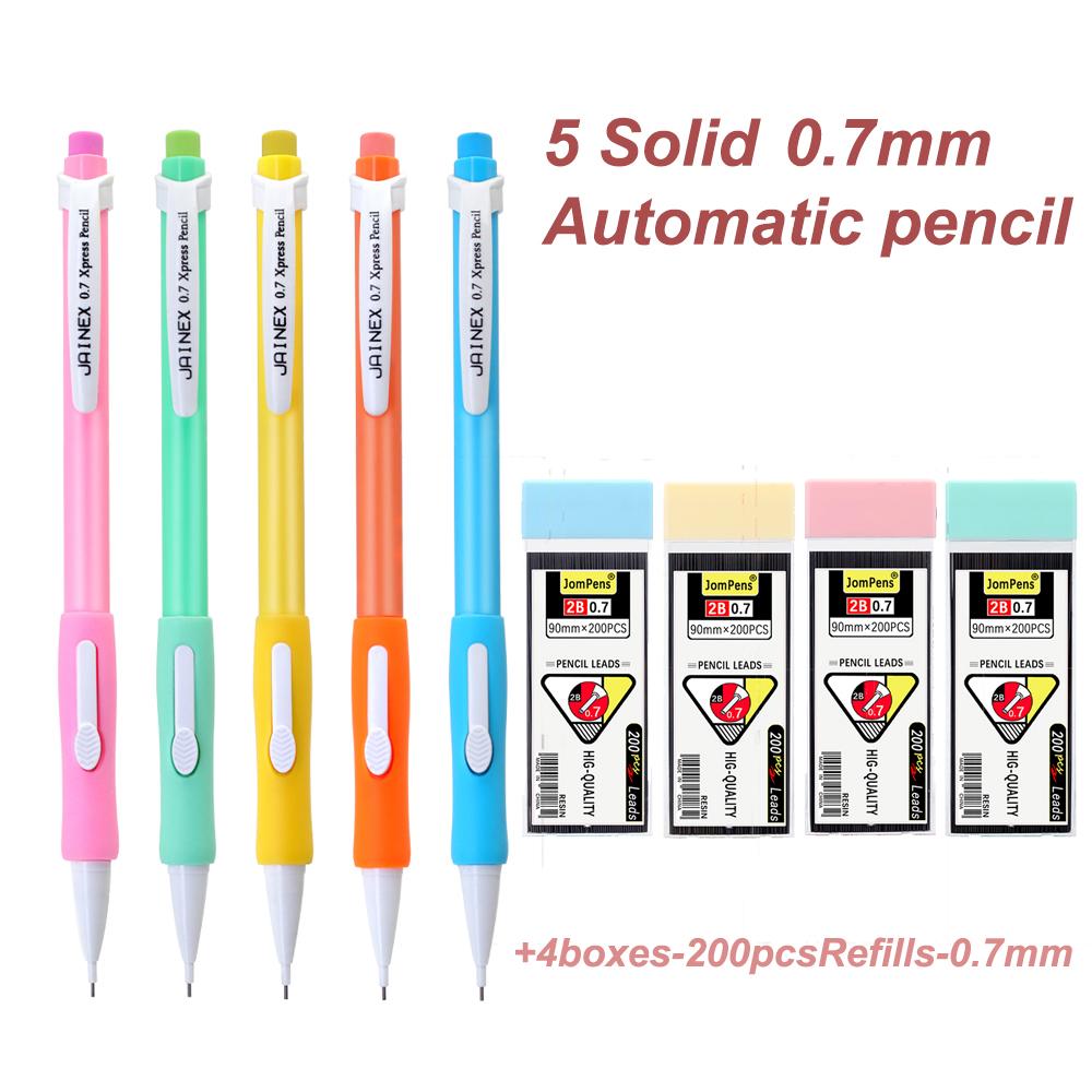 9Pcs/Set 0.7mm Side Pressure 2B Mechanical Pencil High Quality With Eraser Painting Smooth Creative Writing Office Stationery