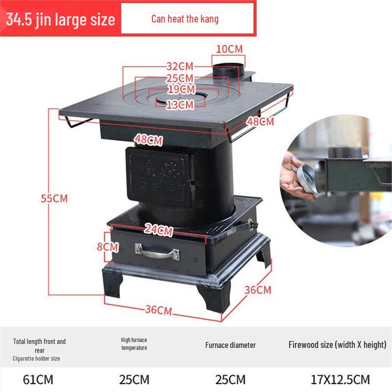 Indoor Coal and Firewood Heating Stove - Winter Fire Pit Burner