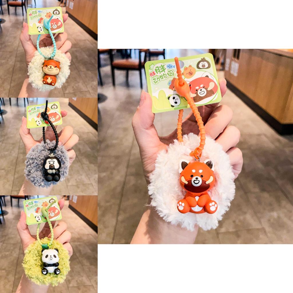 Adorable Plush Keychain For Couples Cute Silicone Animal Keyring Gift