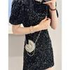 Womens Conch Shape Purse Elegant Acrylic Evening Bag with Chain Strap Crossbody Shoulder Small Handbag for Wedding Party