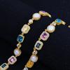 Hip Hop Colored Gemstones Women'S Necklace Jewelry Personality Trend Zircon Men'S Bracelet