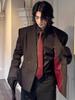 2026 New Men's Double Breasted Slim Fit Tuxedo Blazer, Red Inner Lining Peplum Waistcoat Style, Padded Shoulder Wedding Suit Jacket