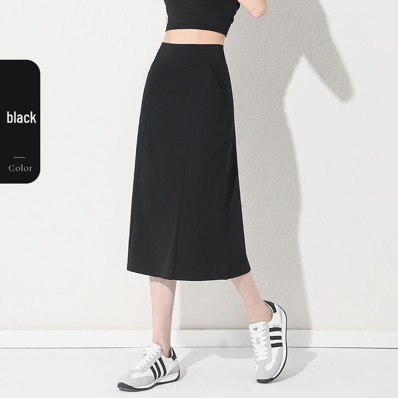

2025 Spring & Autumn Women s High Waist A-Line Skirt: Versatile, Slimming, Mid-Length with Sporty Slit for Yoga & Casual Wear XL