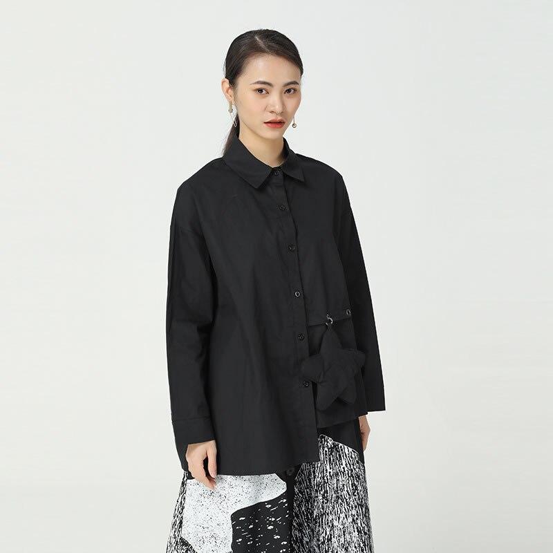 

XITAO нерегулярная однотонная повседневная женская рубашка ZY4327 One Size чёрный