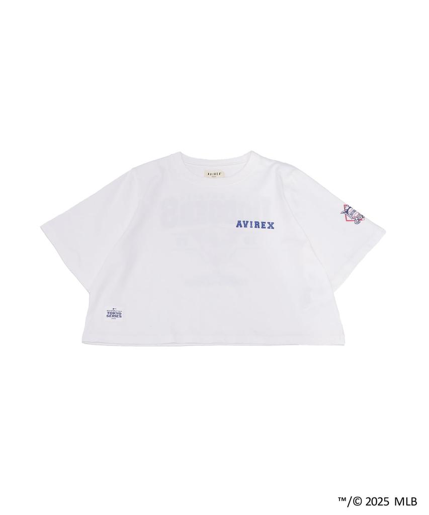 Avirex MLB TOKYO SERIES DODGERS T-SHIRT, Women's Short Sleeve T-Shirt, Off-White, Size F 033, 783-5135624