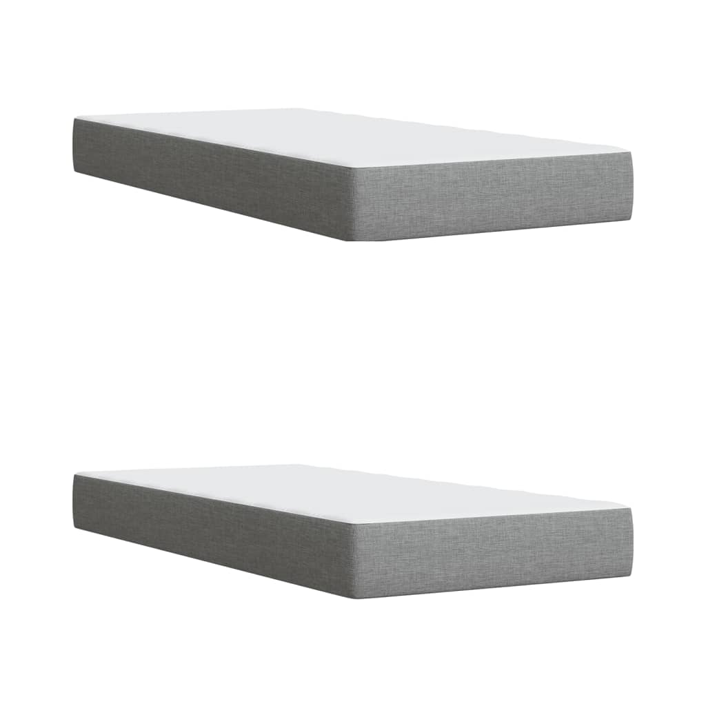 Box Spring Bed with Mattress Light Grey 200 x 200 cm Fabric