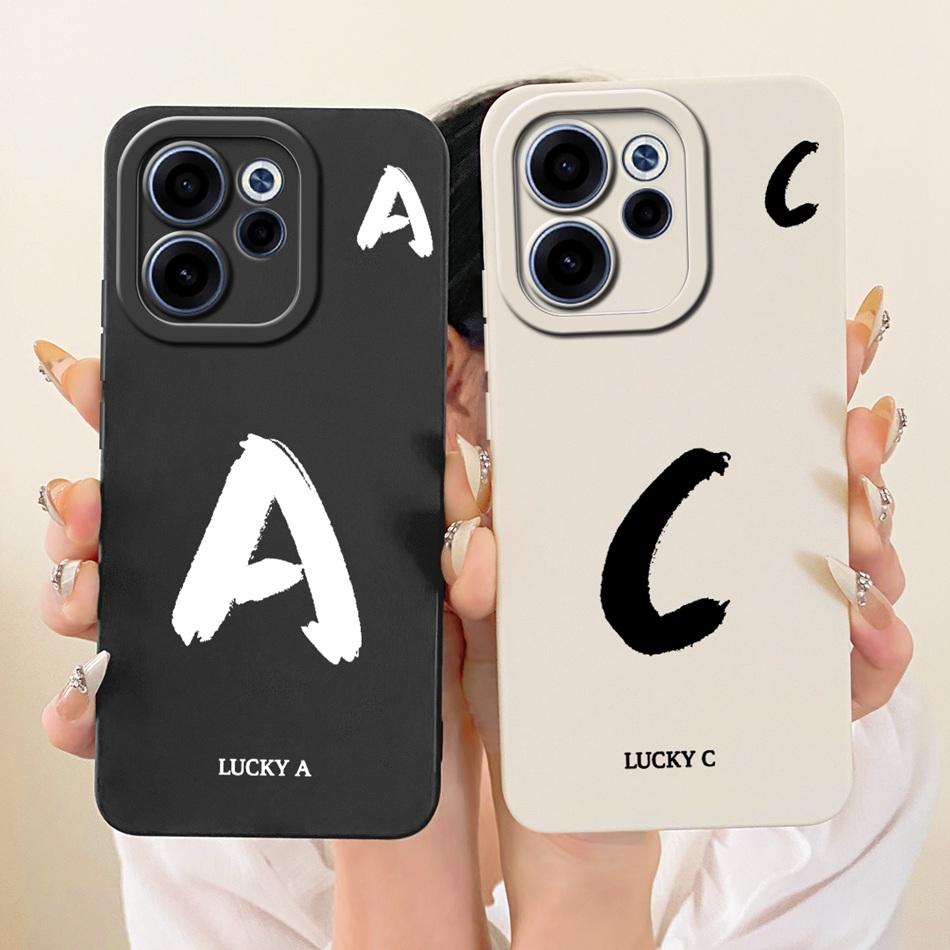 For OPPO Reno15 F 15FS 5G CPH2801 Lucky Initial Letter Phone Case For Oppo Reno15F 15 FS Soft Silicone Shockproof Cases Bumpers