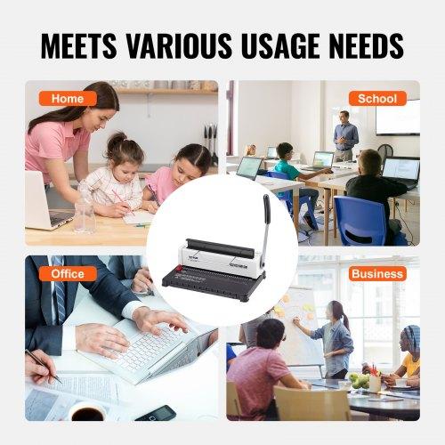 VEVOR Coil Spiral Binding Machine, Manual Book Maker 34-Holes Binding 120 Sheets, Punch Binder Adjustable 4.76 mm - 14.29 mm Coil Binding Spines