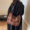 New plaid bag Korean ins literary and art fan college student class tote bag versatile commuter shoulder bag