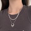 Double layer stacked sun snake bone chain titanium steel necklace men and women personality niche versatile high sense clavicle chain tide