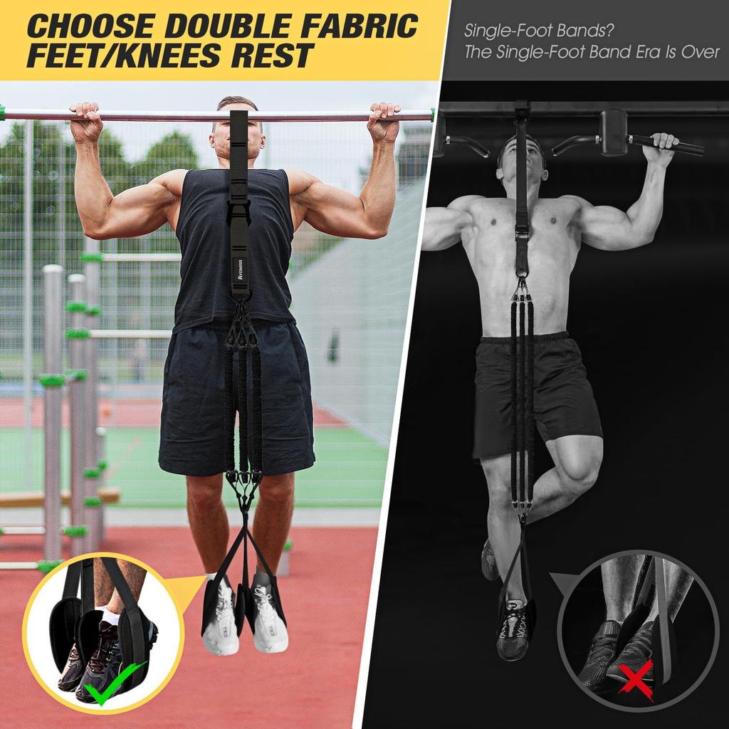 Pull up pull belt power belt  horizontal bar assist belt  elastic belt  fitness knee rest strength trainer  black 300 lbs