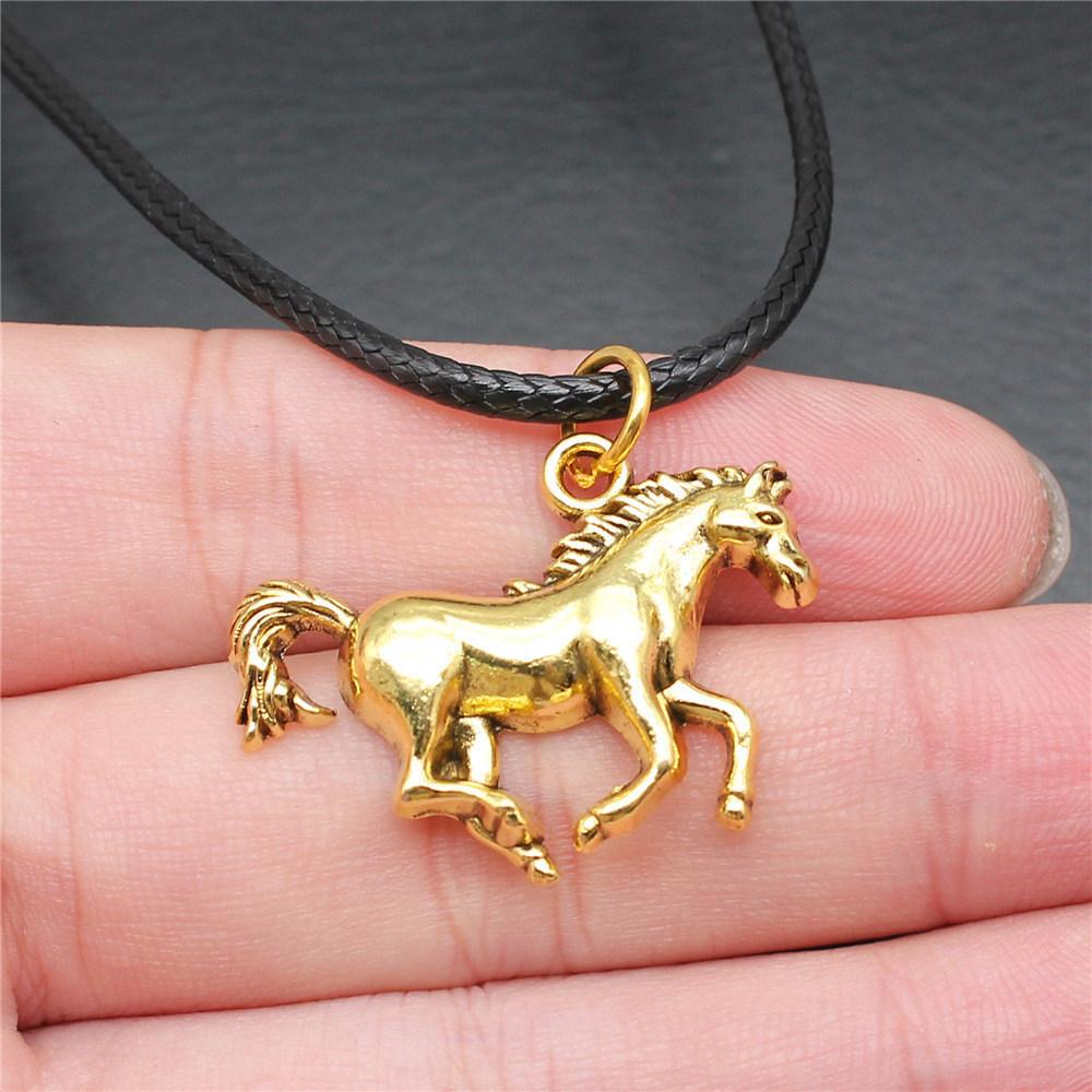45cm Necklace Leather Chain Big Elephant And Horse Wedding Jewelry Findings QN027