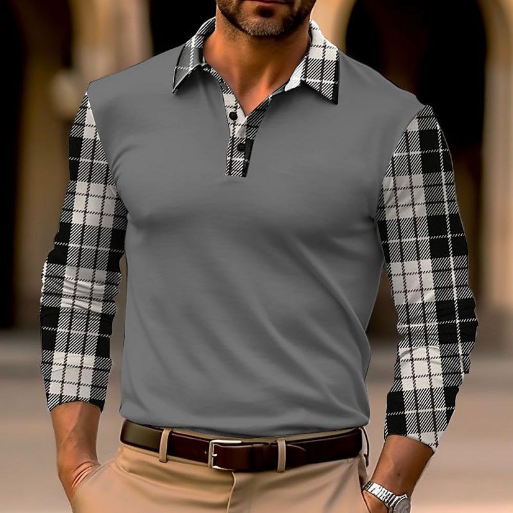 Fashion Men's Long Sleeve Polo Shirt Home Casual Comfortable Long Sleeve Button Down Top