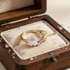 Adjustable Flower Opening Ring Wedding Finger Jewelry Romantic Flower Crystal Ring  Women