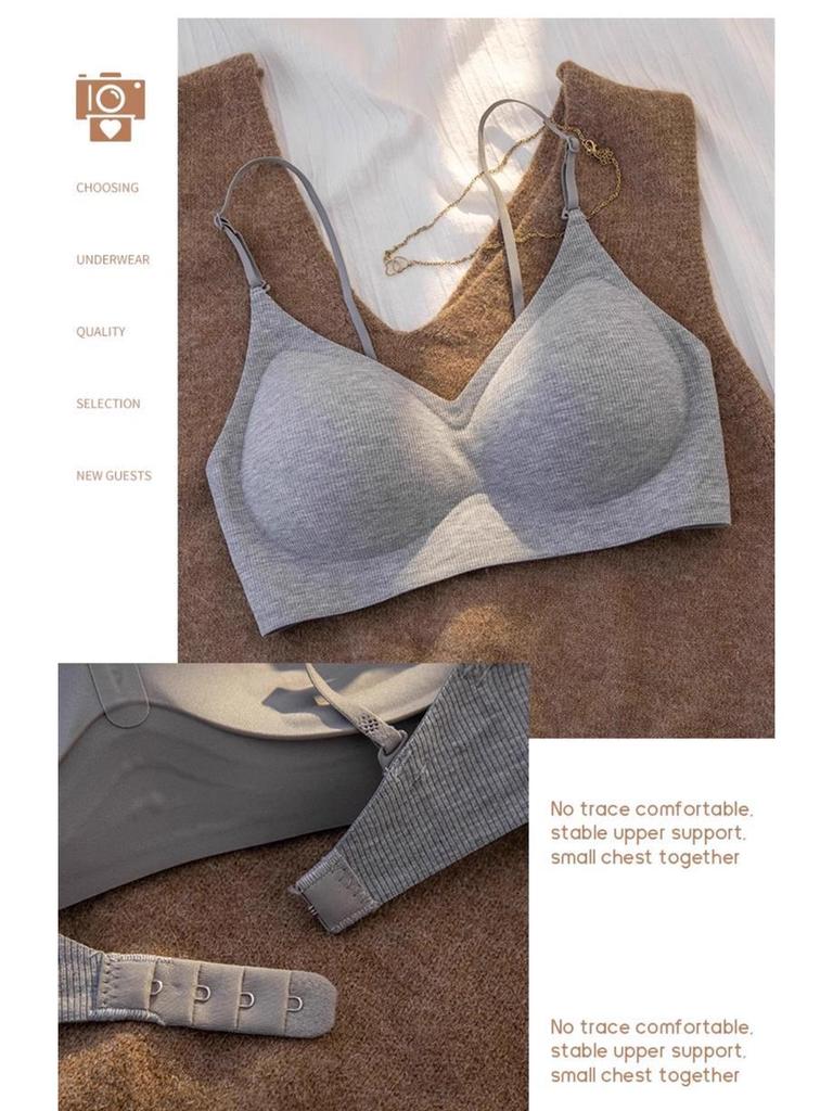 Bezszwowy biustonosz push-up bez pleców dla kobiet z małym biustem, z cienkimi ramiączkami i bezprzewodowymi, usztywnianymi miseczkami